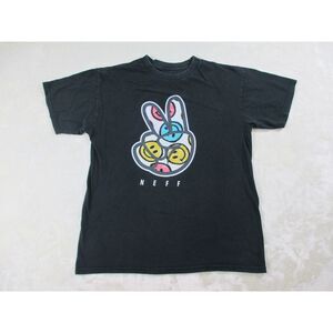 Neff Shirt Mens Medium Black Peace‎ Sign Smiley Face Skater Skateboard Casual*